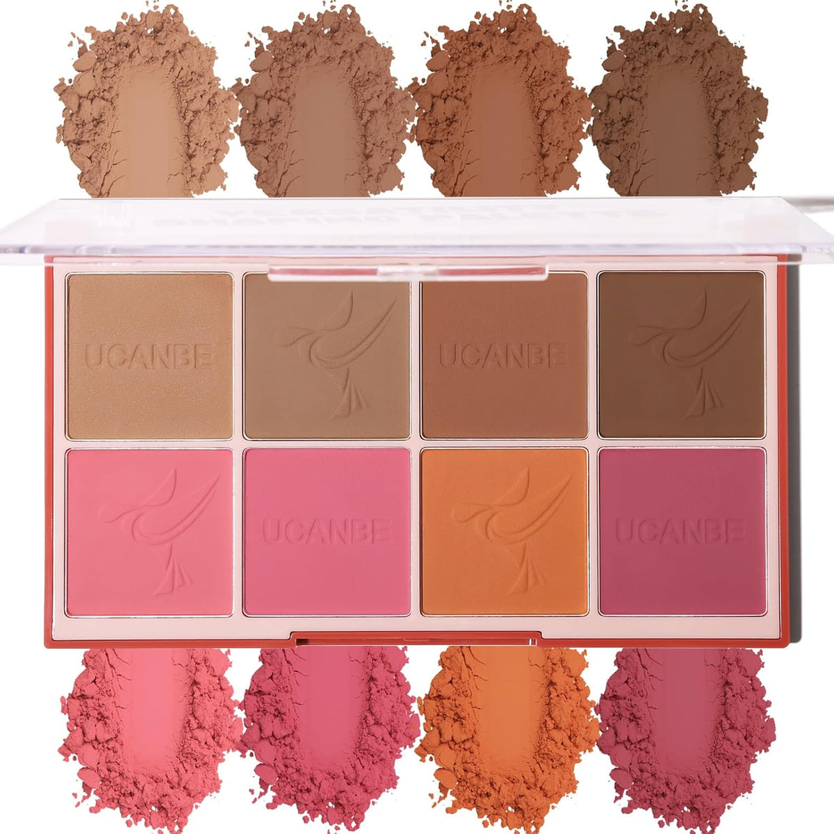 8 Colors Face Matte Blush Palette Shading Blusher - Buildable Facial Cheek Blusher Contour Bronzing Pressed Powder