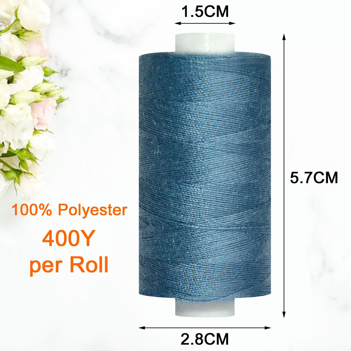 All Purpose Polyester Sewing Thread-2 Spools for Hand and Machine Sewing(Steel Blue)