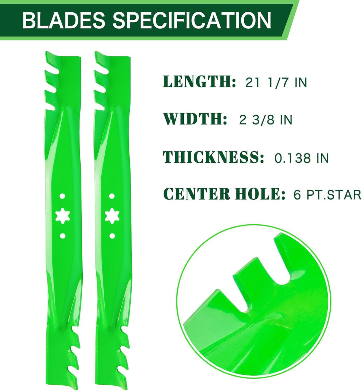 42 Inch Mulching Blades Fits Cub Cadet RZT-L42 ZT1-42 XT1-42 RZT ZT1 XT1 Troy Bilt TB42 Pony Bronco Lawn Mower 6 Star