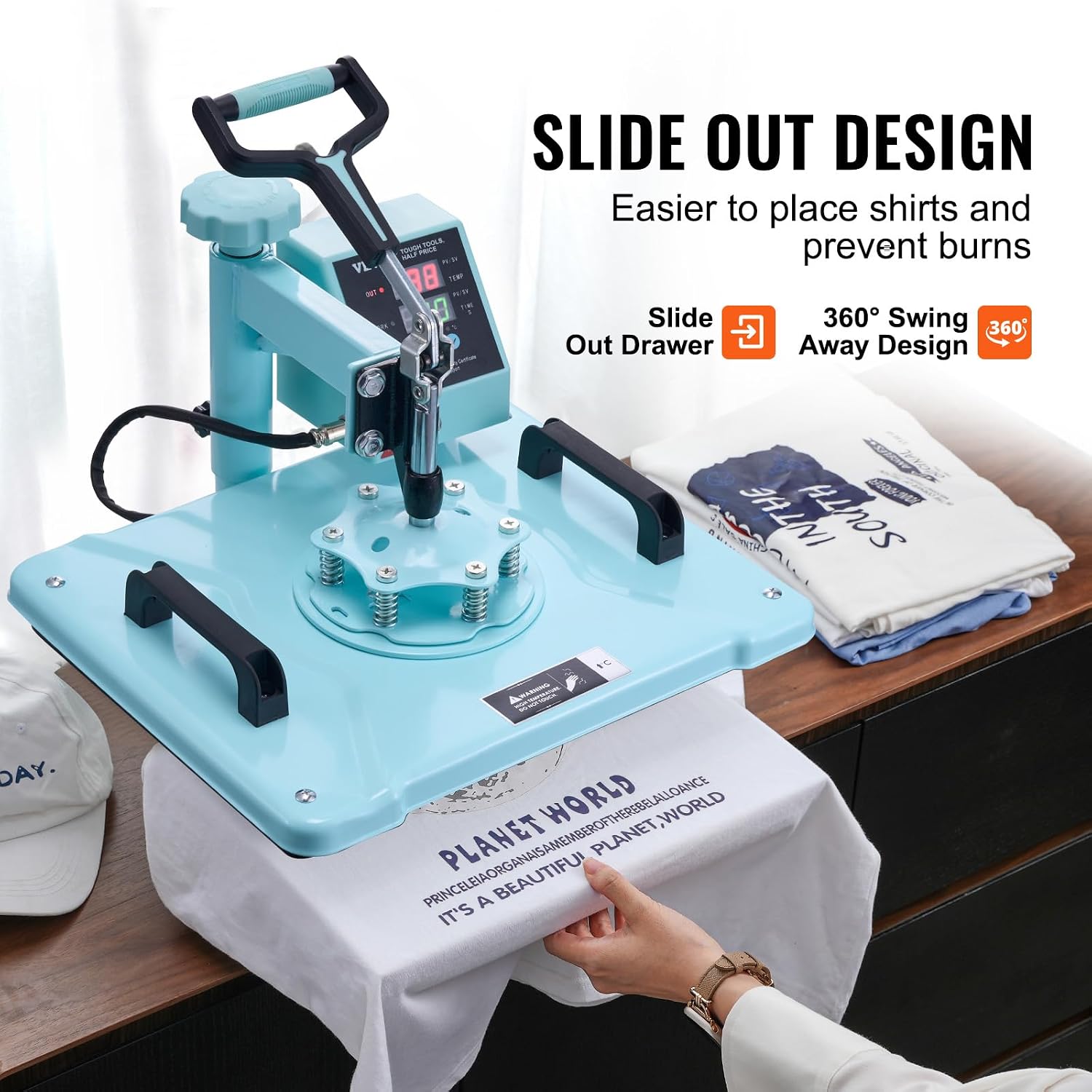 Heat Press Machine, 12 x 15 inch, 5 in 1 Heat Transfer Machine with 30 oz Tumbler Press, 360° Swing Away T-Shirt
