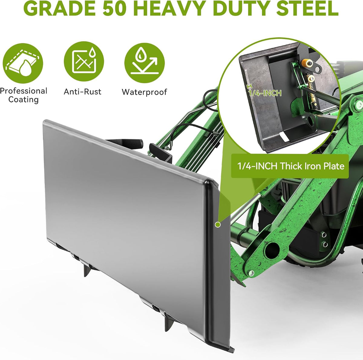 1/4" Skid Steer Mount Plate, Thick Skid Steer Plate Attachment, Universal Quick Attach Plate Compatible with Kubota