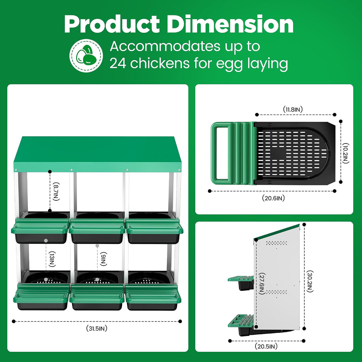 Chicken Nesting Box, 6 Compartments Egg Laying Nests Boxes for Hens