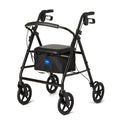 Aluminum Rollator Walker, Burgundy, 300 lb. Weight Capacity, 8” Wheels, Adjustable Height Handle, Padded Seat &