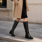 Black Knee High Boots for Women Tall Fall Boots Square Toe 7