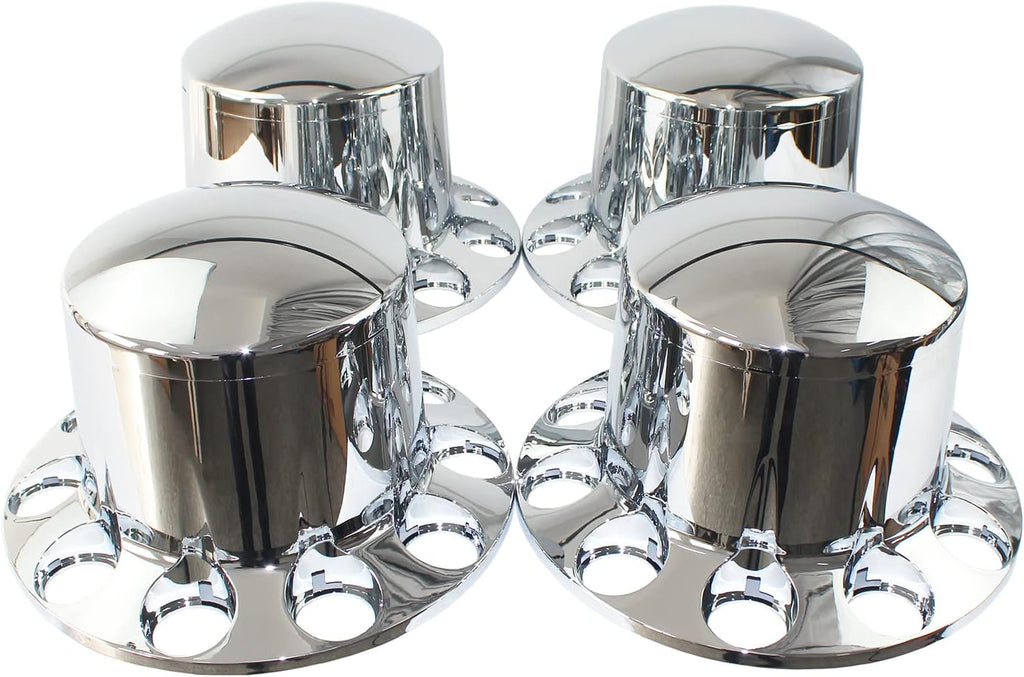 Chrome ABS 33 mm Thread-On Dome Axle Cover Combo Kit with Removable Hub Caps and Lug Nut Covers for Semi Truck