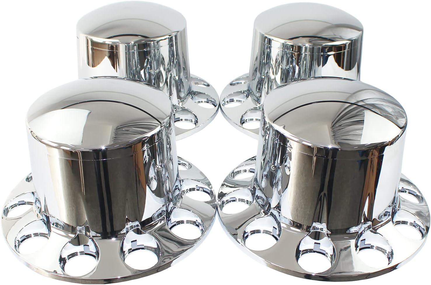 Chrome ABS 33 mm Thread-On Dome Axle Cover Combo Kit with Removable Hub Caps and Lug Nut Covers for Semi Truck