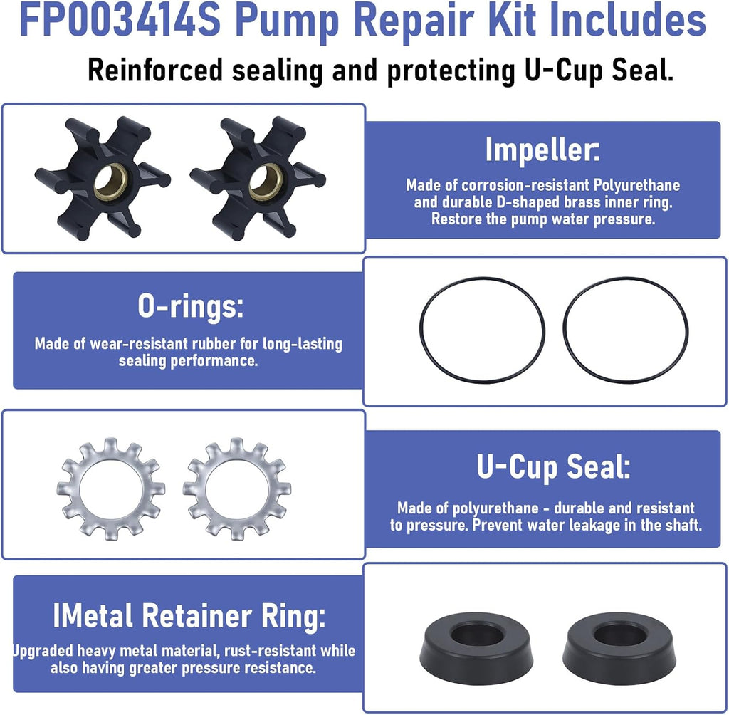Pump Impeller Repair Kit FP003414S Fit for Flotec Pentair Shurflo