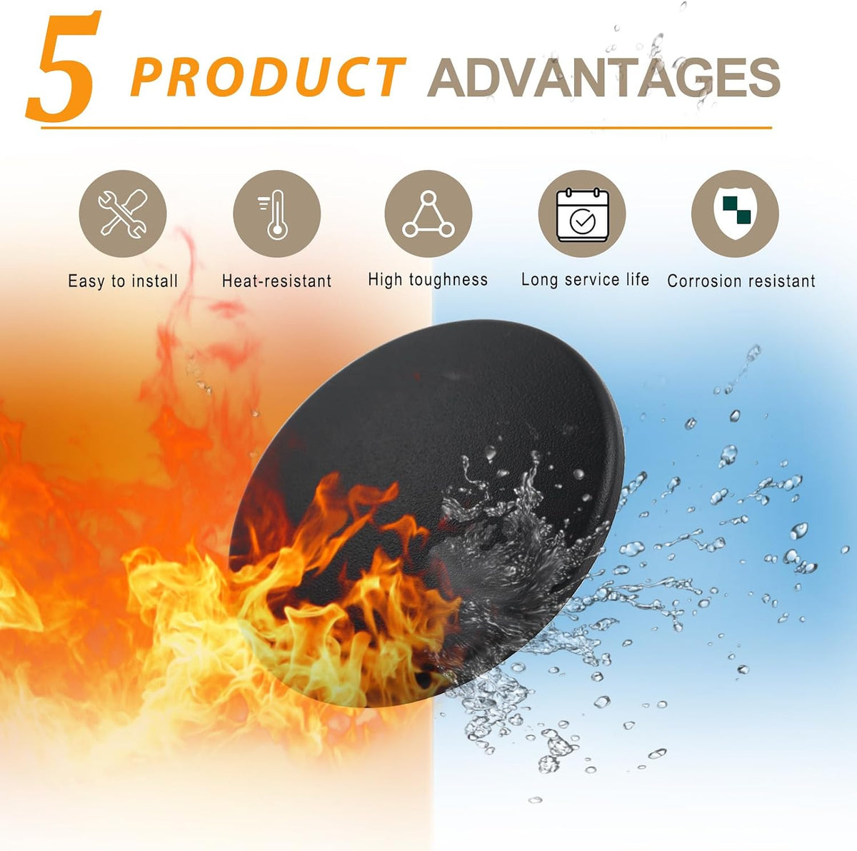 Atgestore DG62-00070A Medium Burner Cap Replacement for Samsung Gas Stove Parts 2.6” NX60A6311SS/AA NX58R5601SS/AA Samsung Range Surface Burner Medium Cap Head Burner Flame Cover Cooker Hat