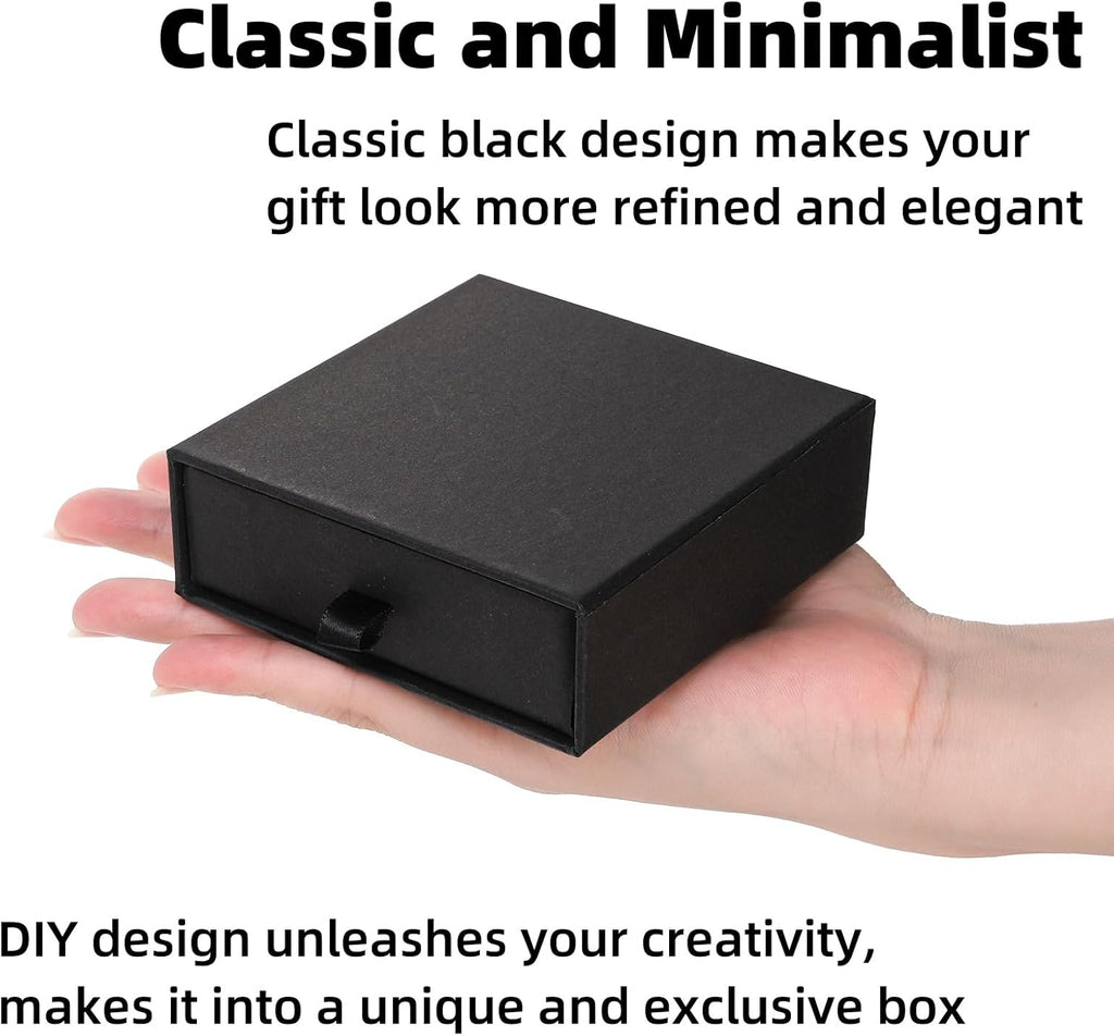 24 Pack Jewelry Gift Boxes, 3.5x3.5x1.2 Inch, Black