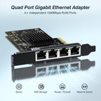 4 Port Gigabit PCIe RJ45 Network Card with Intel I350-T4 Controller