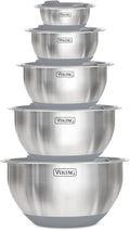 Mixing Bowls Set, 10 Piece Stainless Steel Kitchen Cookware, Non-Slip Silicone Base, Includes Tight Fit Lids