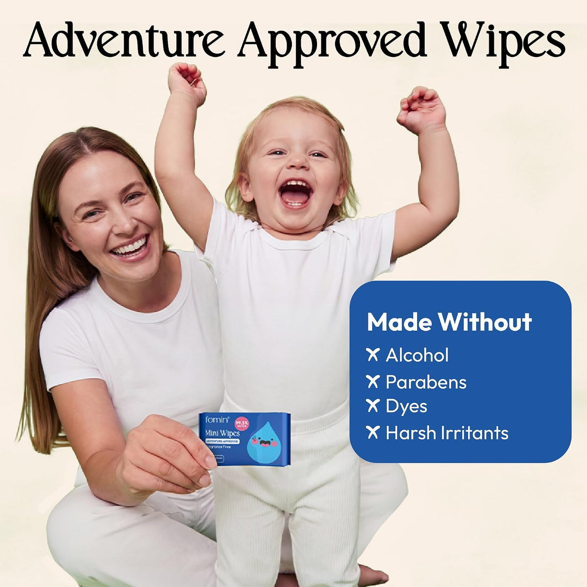 Mini Water Wipes - Fragrance Free - 72 Count Travel Size Pack