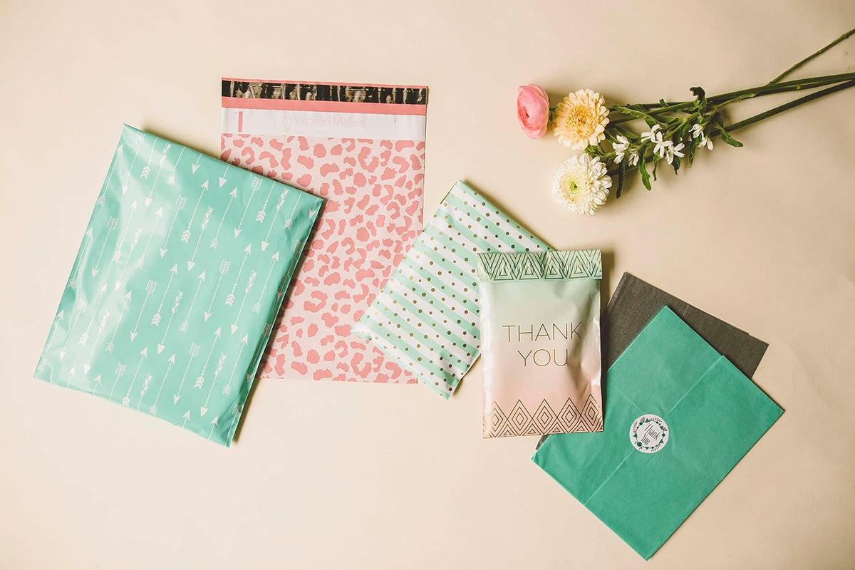 100 Poly Mailers 10x13 - Rose Gold Cheetah- Mailing Bags