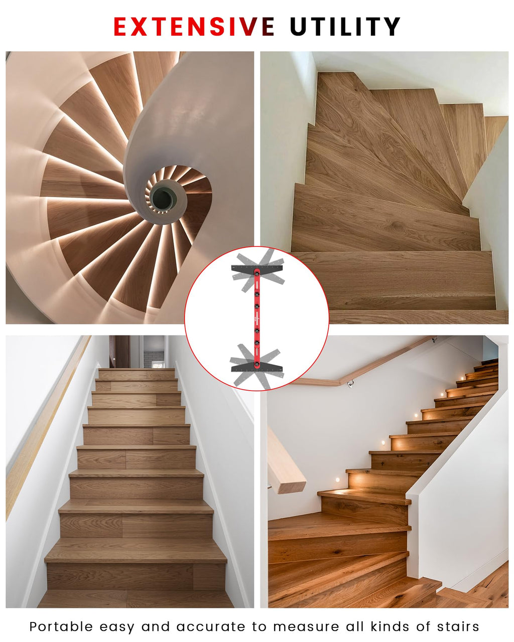 Stair Tread Template Tool, 8" to 60"Jig, Adjustable for Measuring