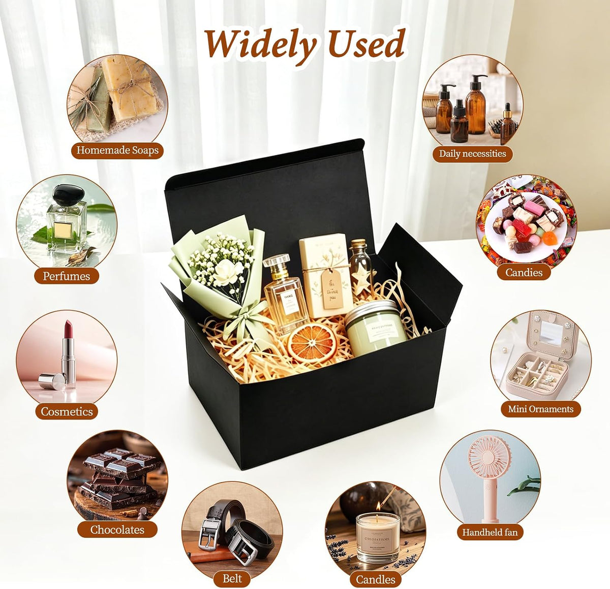 Small 8 x 5 x 4 in Black Matte Gift Boxes with Lids, 10‑Pack