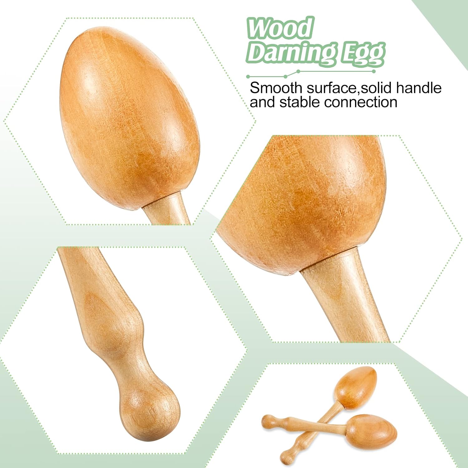 Darning Egg for Socks Wooden Darning Supplies Knit Patch Kit with 9 Large Eye Needles 16 Colors Sewing Threads for