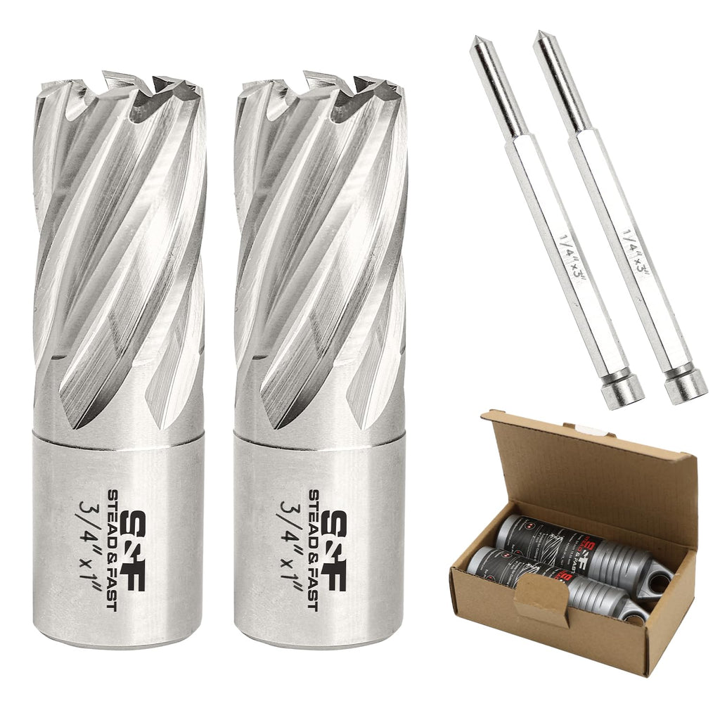 S&F STEAD & FAST Annular Cutter Set 2 Pcs, 3/4" x 1" DOC, Mag Drill Bits