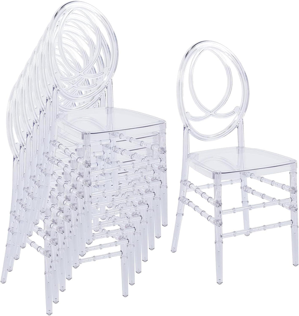 Clear Acrylic Chiavari Chairs, Modern Dining Chairs Set of 24, Accent Event Ghost Chairs for Wedding Party Event