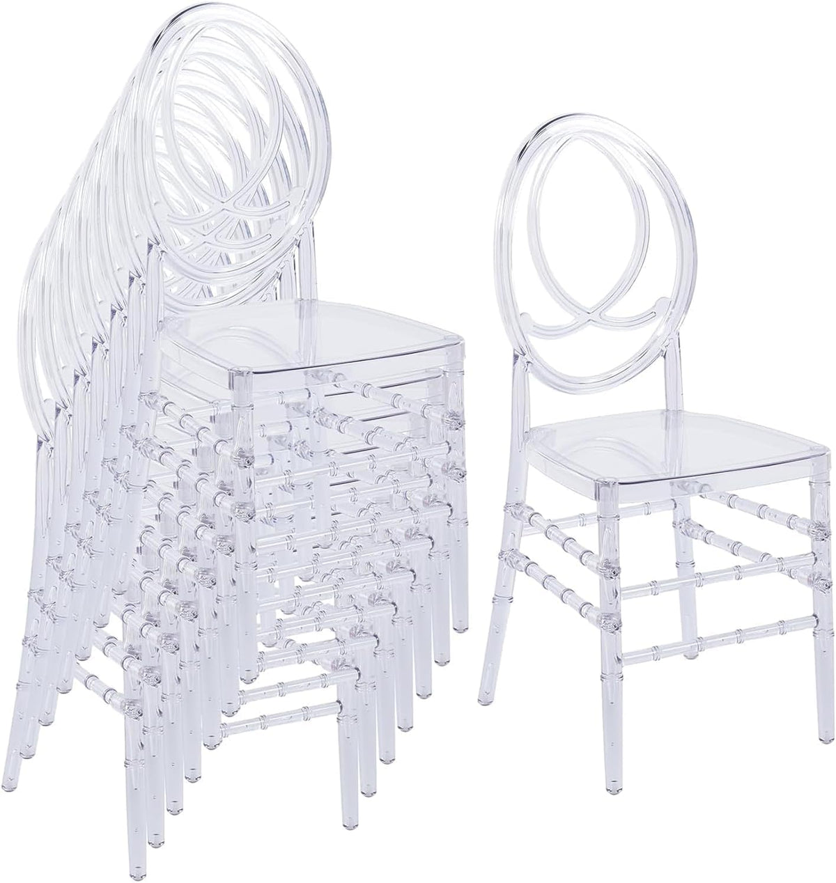Clear Acrylic Chiavari Chairs, Modern Dining Chairs Set of 24, Accent Event Ghost Chairs for Wedding Party Event