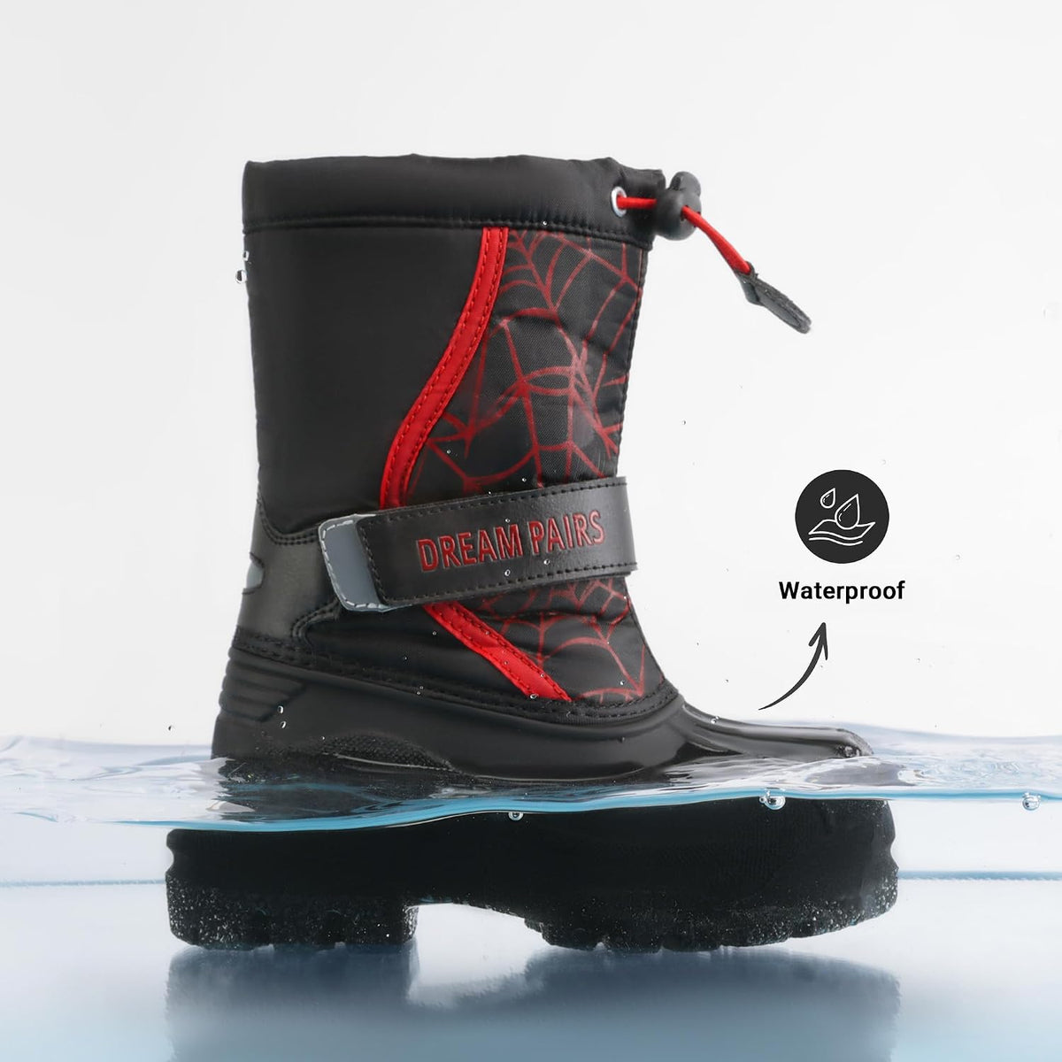 Unisex Snow Waterproof Winter Boots | Warm Faux Fur Lined Outdoor Secure Grip Anti Slip Outsole Easy Wear Windproof