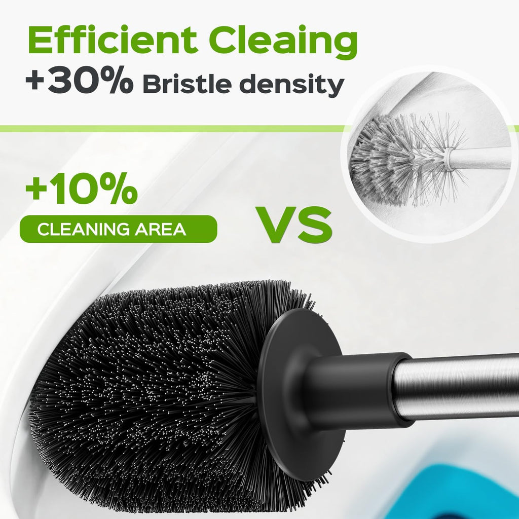 Toilet Plunger and Brush Set: Bathroom Powerful Cleaning Round Bristle Brush - Stainless Steel Heavy Duty Unclogging