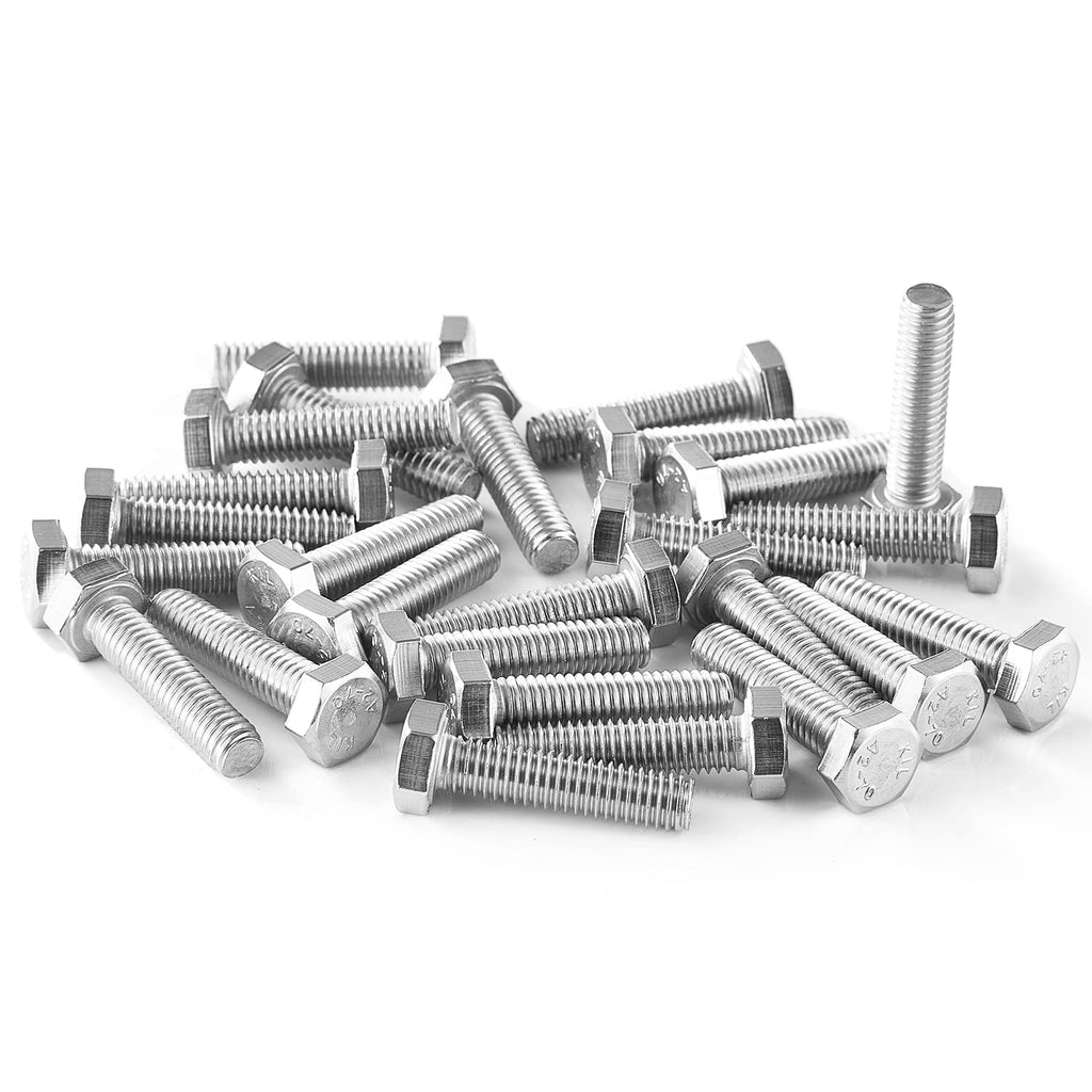 M5-0.8 x 16mm Heavy Duty Hexagon Bolts Hex Head Screws, 304 Stainless Steel, Metric Machine Fully Thread, Bright Finish, 50PCS