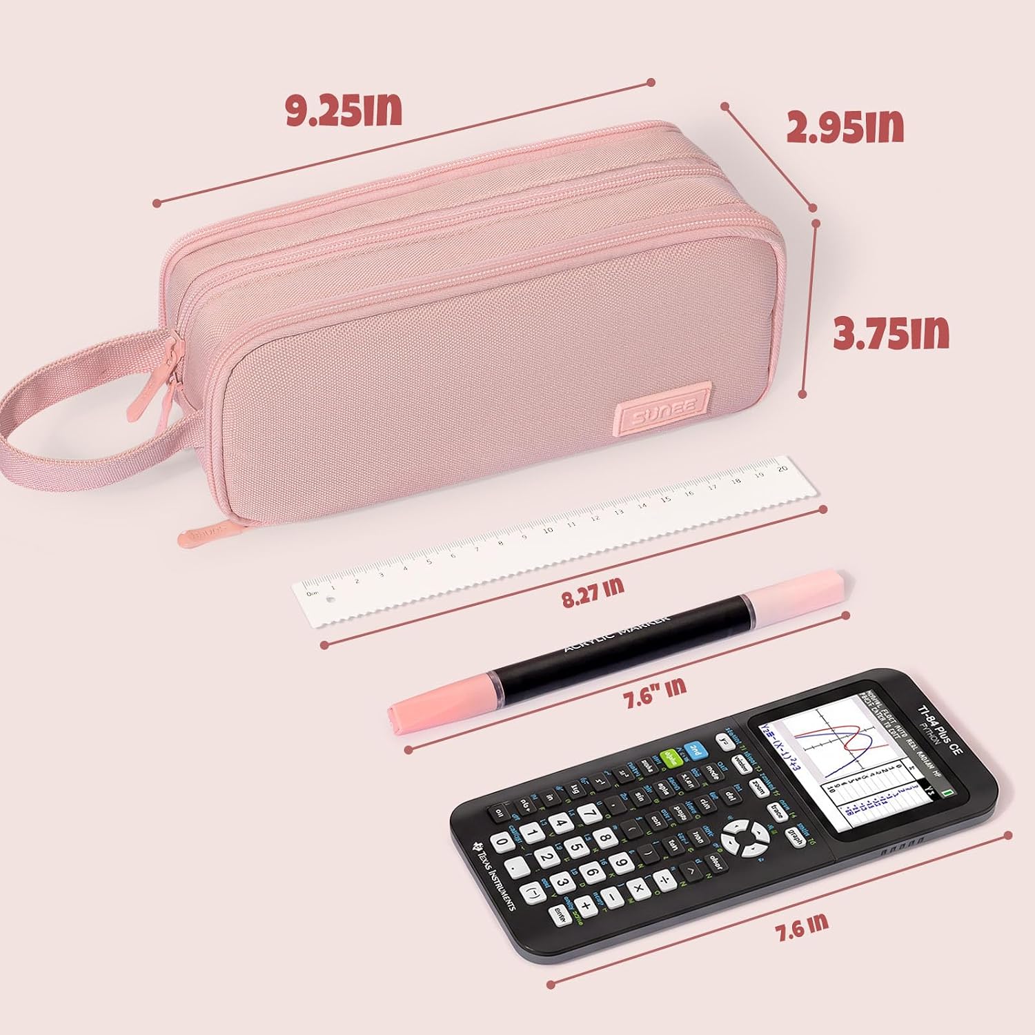 Large Capacity Pencil Case with 3 Compartment, Extra Big Pencil Pouch, Pencil Bag with Zipper, Cute High Stationery