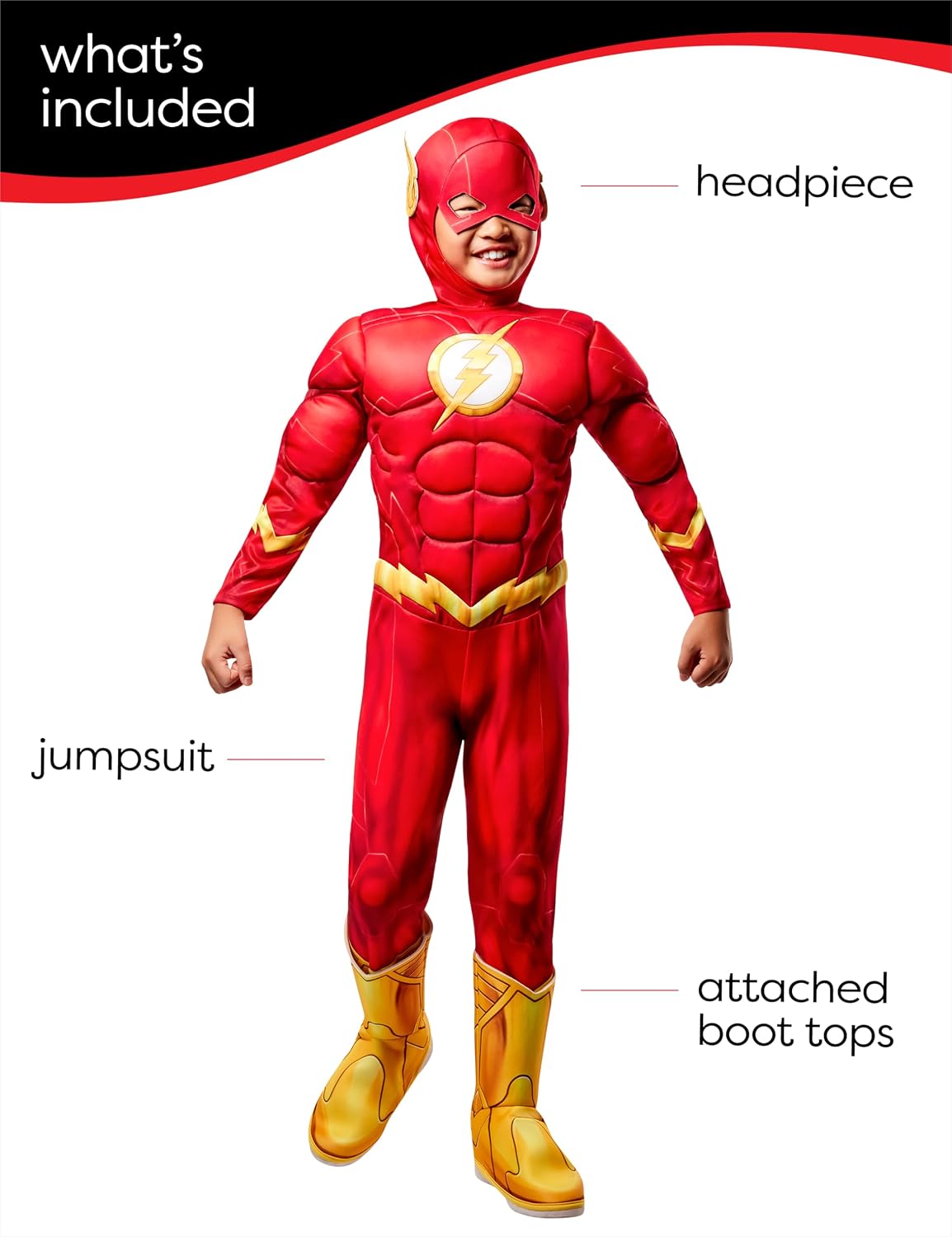 DC Comics Superheroes: The Flash Costume for Kids, Boy's Costume
