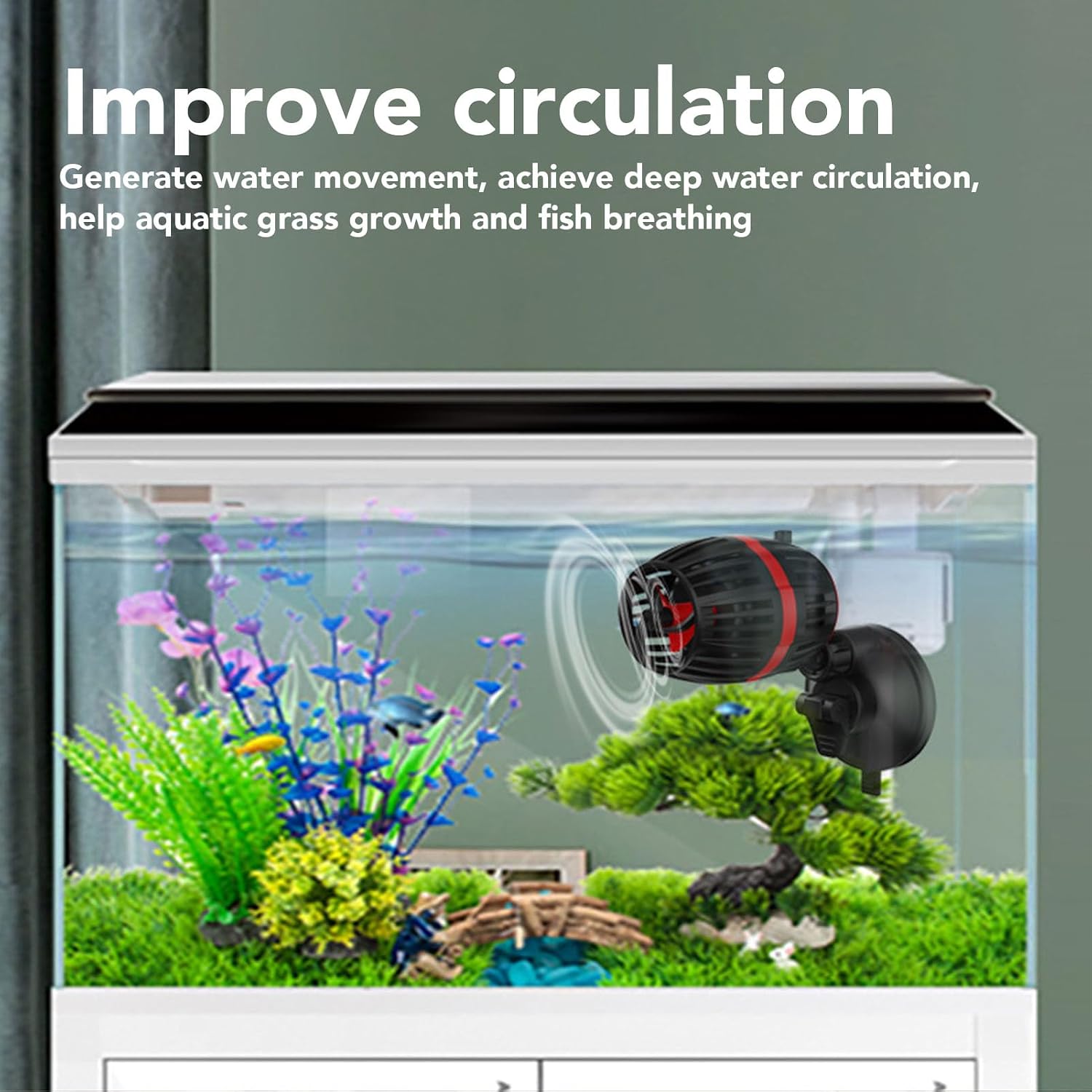 Aquarium Wave Maker Pump, 4 Gears Variable Frequency Powerhead for Saltwater & Freshwater Tanks, Quiet Circulation