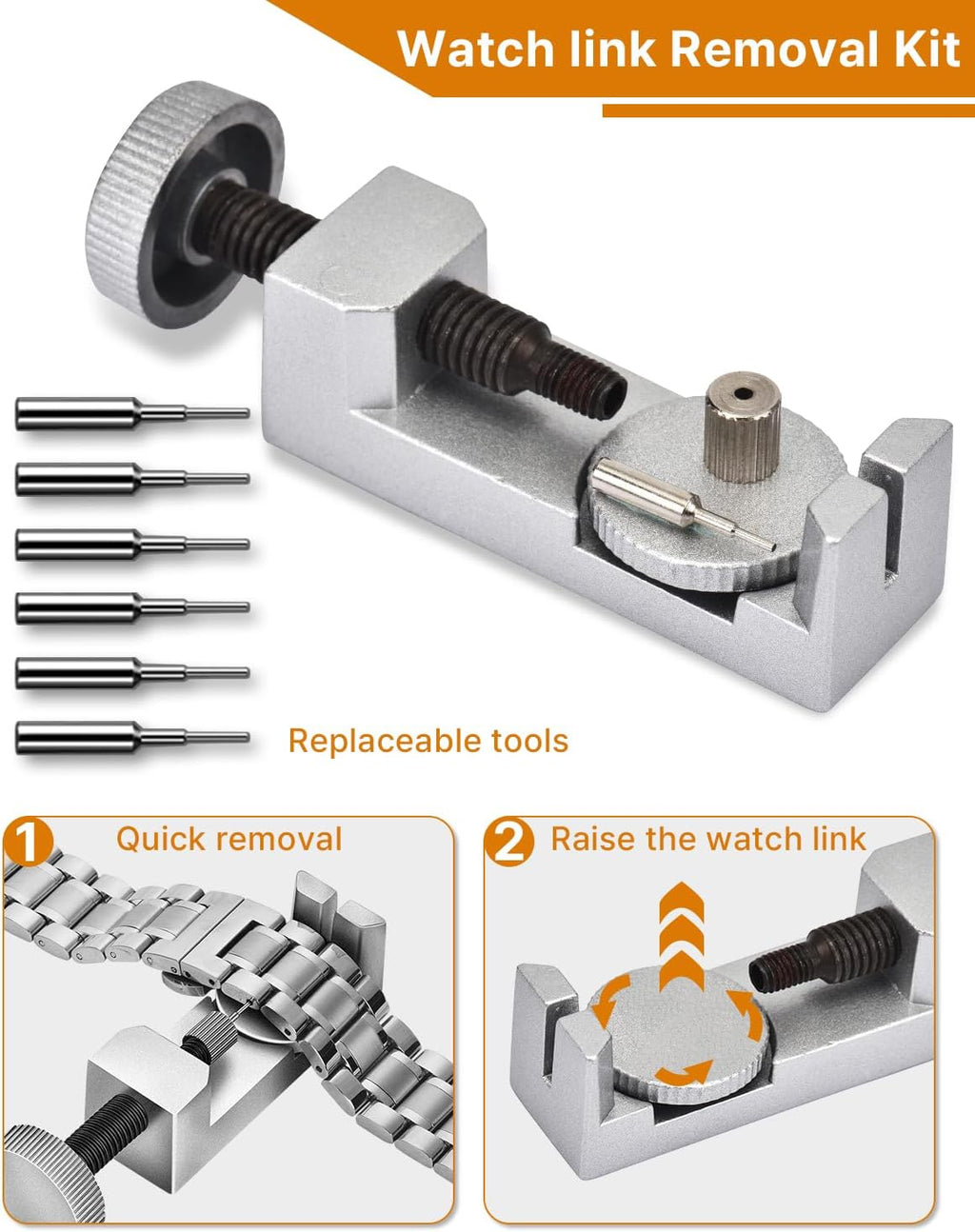 Watch Link Removal Kit: Professional Watch Strap Adjustment Tool Band Replacement Bracelet Resize Kit for All Size