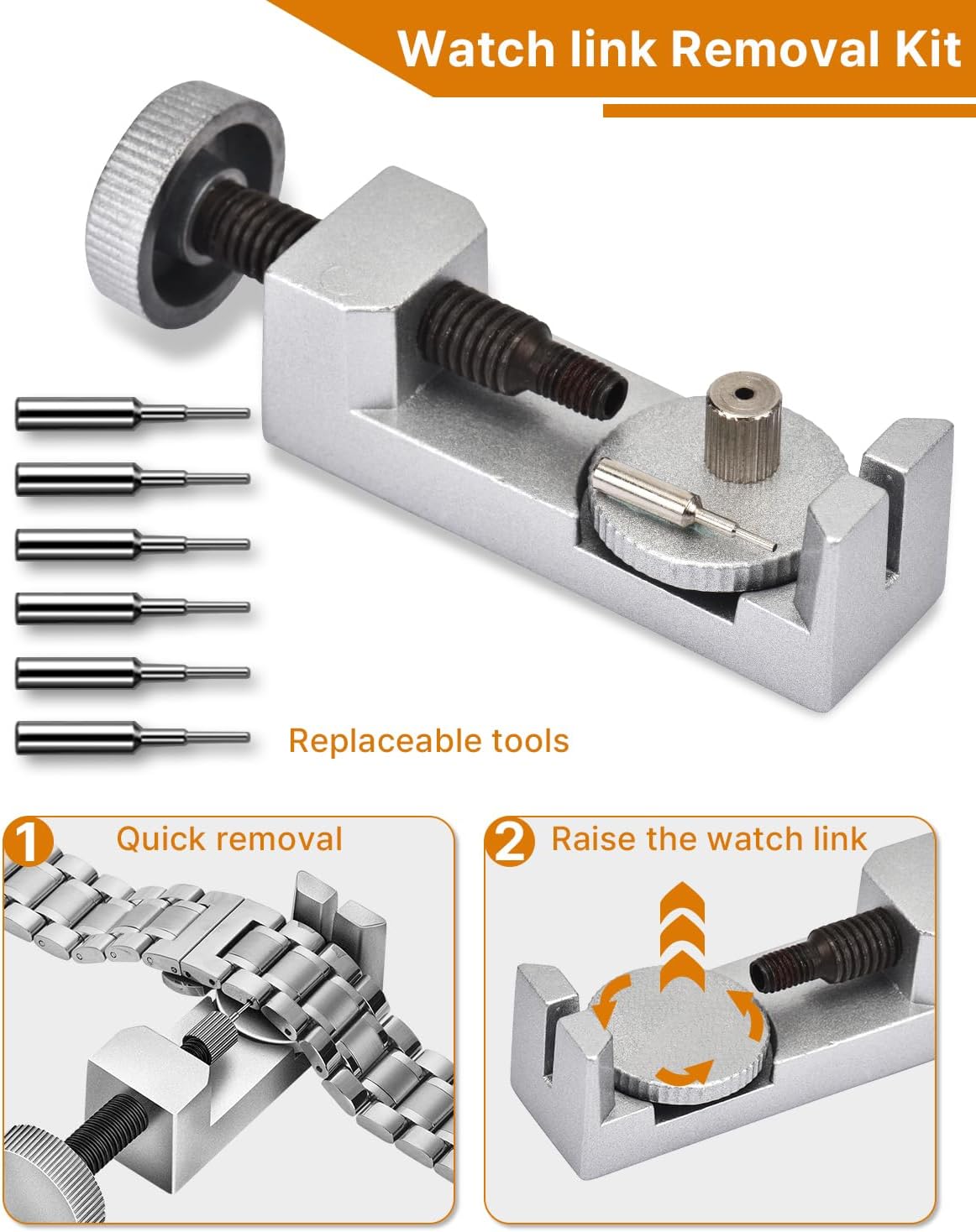 Watch Link Removal Kit: Professional Watch Strap Adjustment Tool Band Replacement Bracelet Resize Kit for All Size