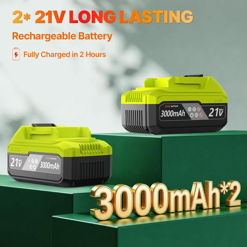 20-Inch Brushless Cordless Hedge Trimmer with 2×3.0Ah Battery, 21V Electric Bush & Shrub Trimmer with Display