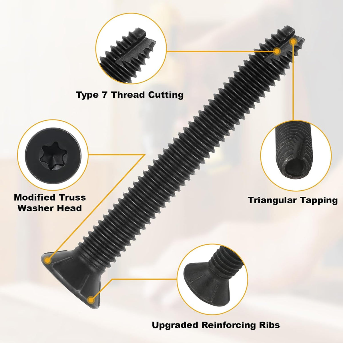 1/4-20 x 2 100Pcs Flat Head Thread Cutting Self Drilling Deck Screws
