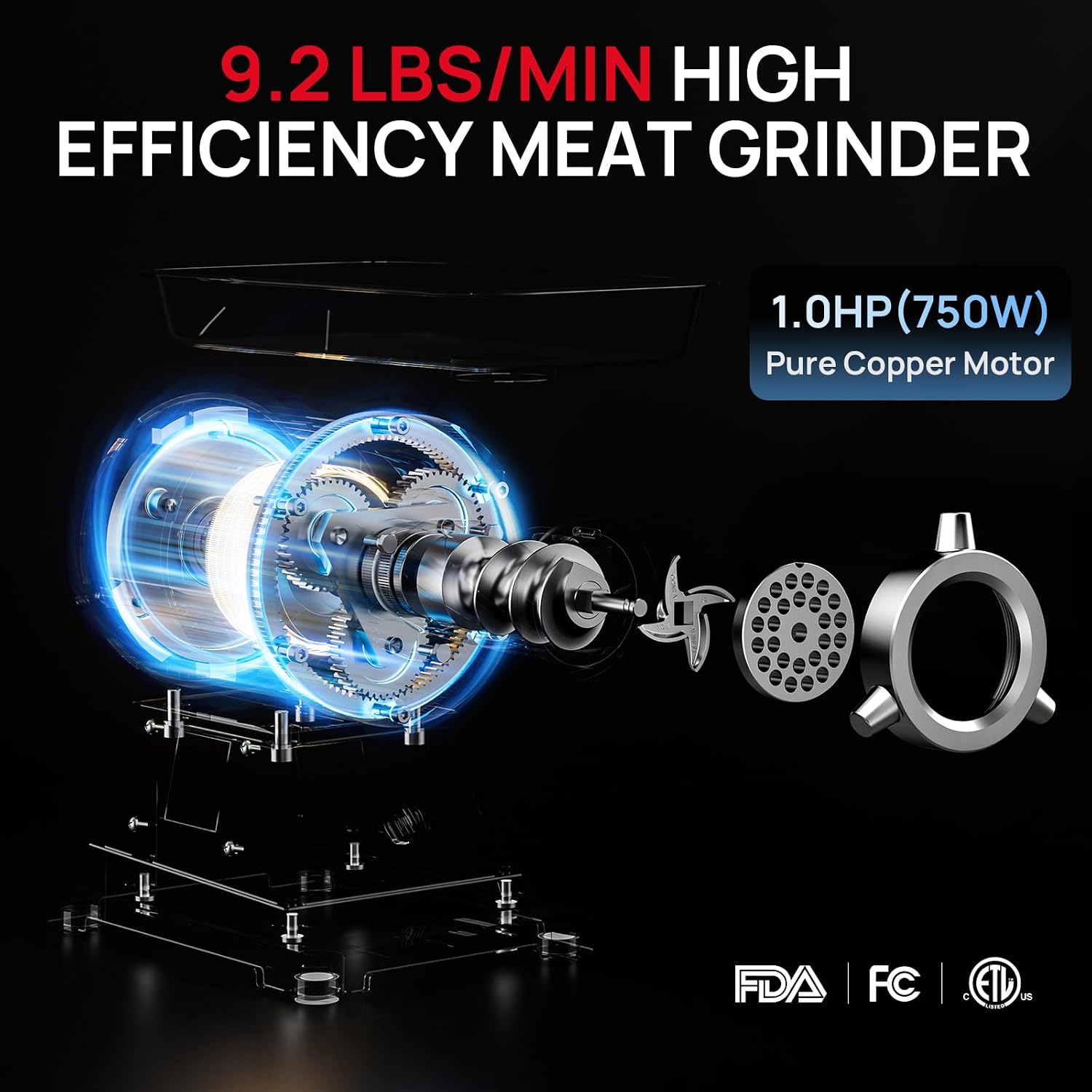 Commercial Meat Grinder #22C,1.0HP Electric Meat Grinder