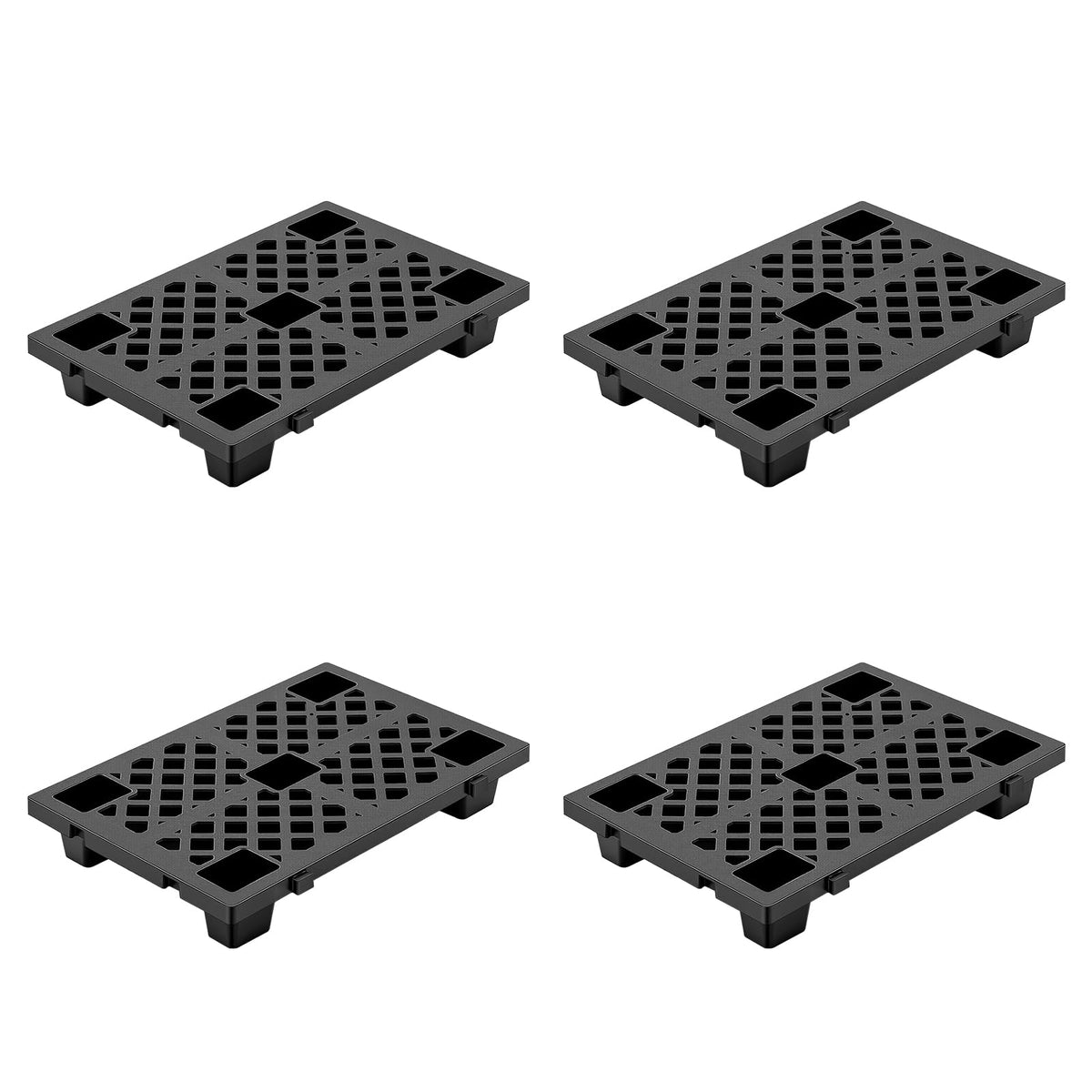 4 Pack Plastic Pallets Heavy-Duty HDPE Nestable Vent Raised Floor