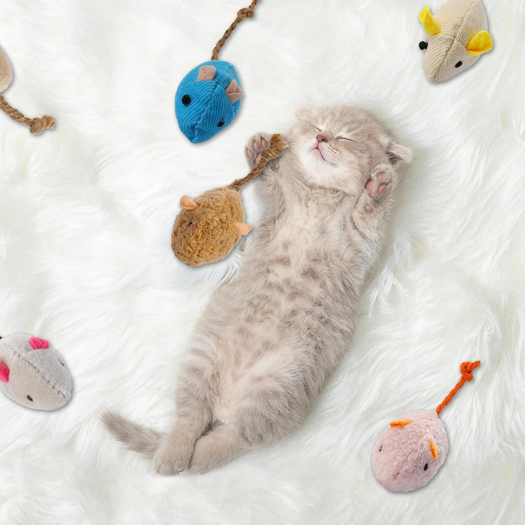 8 Pack Toy Mice for Cats Cat Mice Toys Interactive Toy Cats Mouse Plush Cat Toys Catnip Toy Biting Toys for Cats