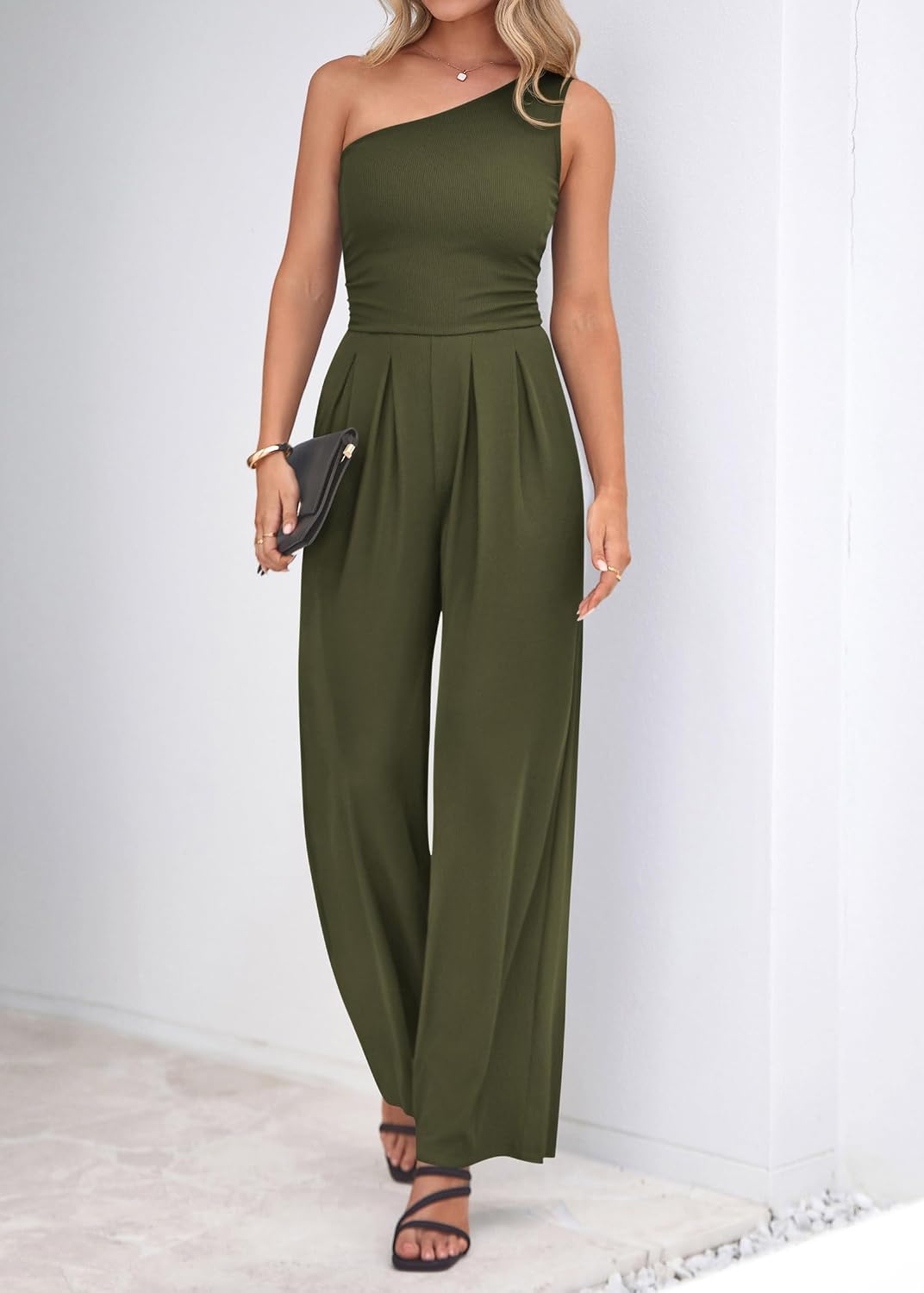 One Shoulder Jumpsuits For Women Dressy Formal Romper