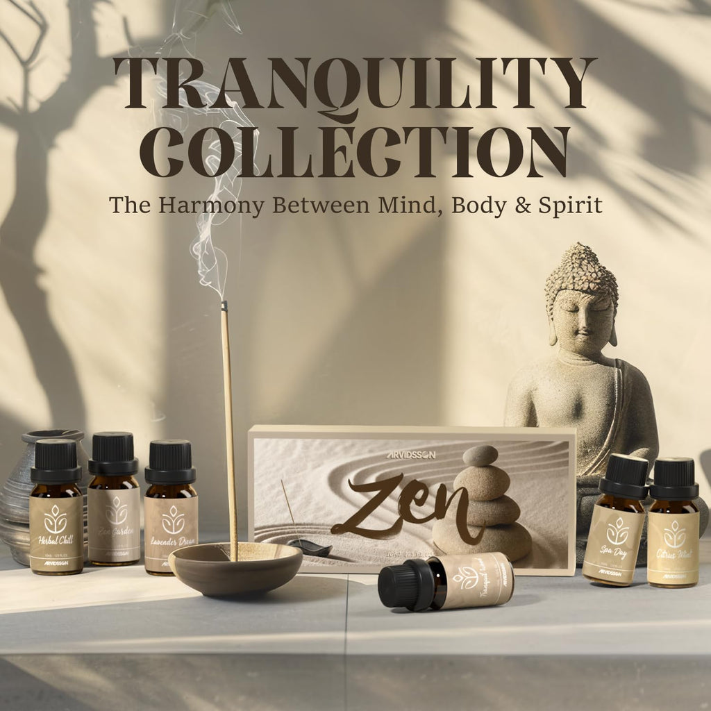 Zen Essential Oils Set, Nautal Tranquil Essential Oil for Diffusers for Home - Zen Garden, Lavender Dream, Serene