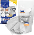 50 Count 1-Quart Gusset Mylar Bags with Labels, 12 Mil Total Thickness Long-Term Food Storage Pouches, 10x7 Stand-Up