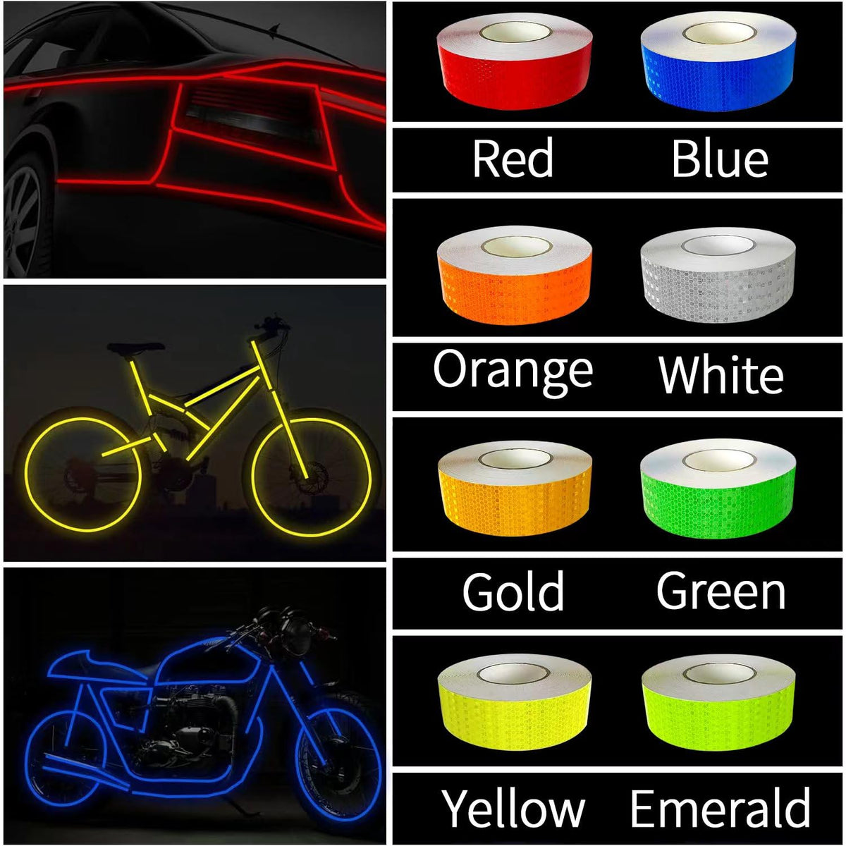 8 Colors High-Visibility Waterproof Reflective Tape