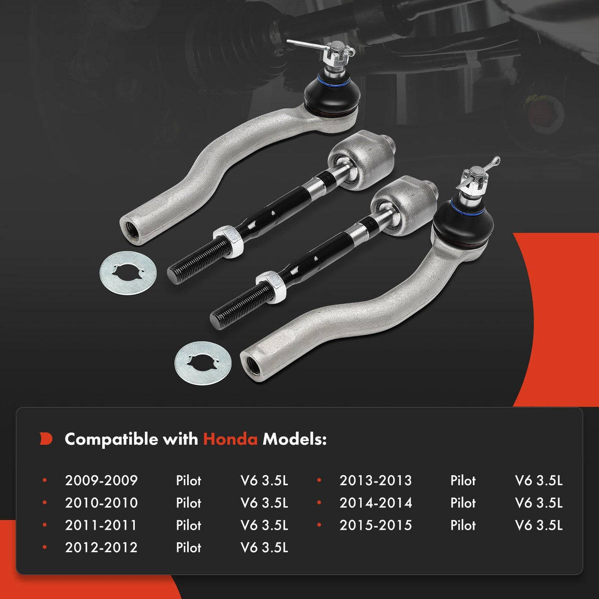 A-Premium Front Inner & Outer Tie Rod End Kit, Compatible with Honda