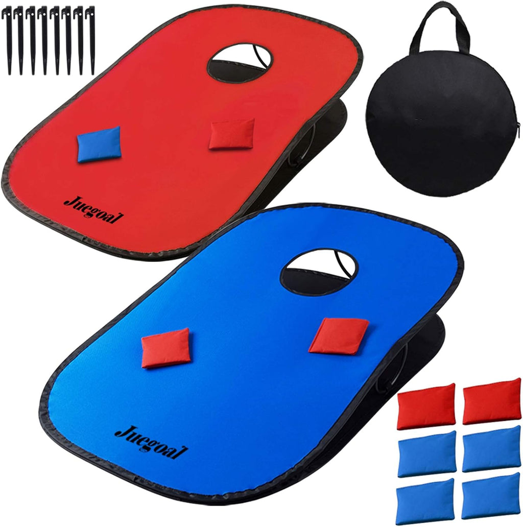 3x2ft Collapsible Portable Cornhole Game Set with 2 Cornhole Boards, 10 Bean Bags, Carrying Bag, and Tic Tac Toe Game