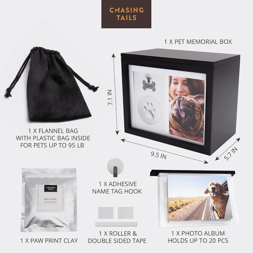 Large Dog Urn for Ashes | Pet Memorial Keepsake Photo Box