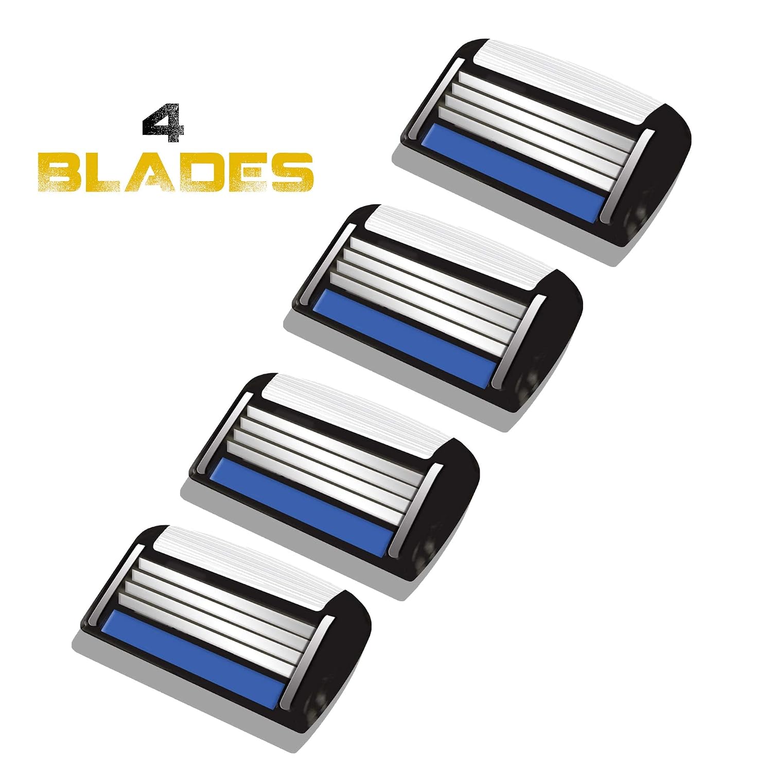 Men's HB4 Refill Shaving Razor Blades. Stainless Steel Blades for No Tugging or Pulling, Shave Less, Works for Face