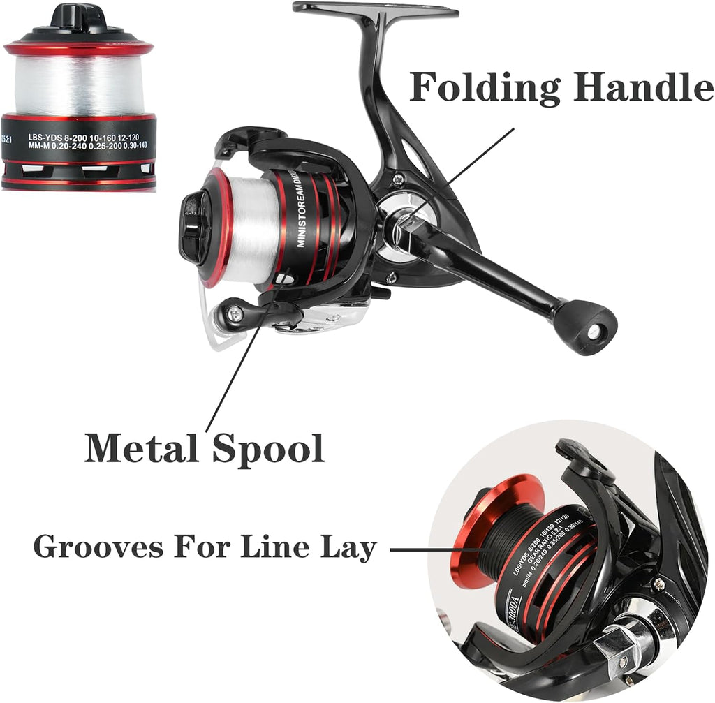 Fishing Pole Combo Set,2.1m/6.89ft 2PCS Collapsible Rods 2PCS Spinning Reels Lures Set Carrier Bag Carbon Fiber