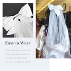 Bridal Bow Veil White Short Wedding Veil Tulle Bachelorette Party Veils Bride Accessories for Women Girls