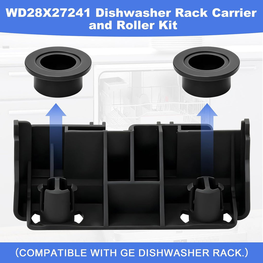 WD28X27241 GE Dishwasher Rack Carrier And Roller Kit for GE Dishwasher Lower Rack Wheels Assembly,Interchangeable With Both The Left and Right Side -Replaces WD12X10439, WD12X10446, WD12X10447-1Pack