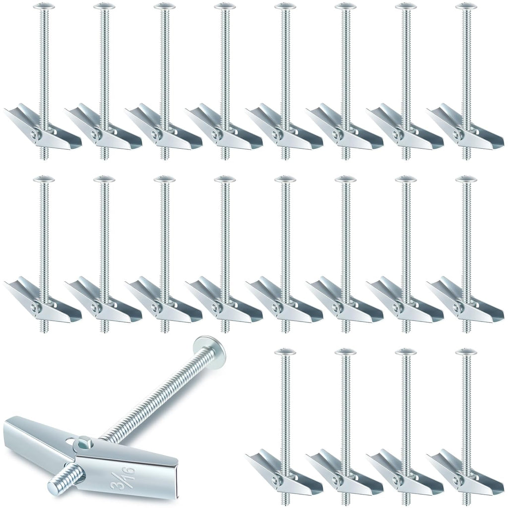 50 Pcs 3/16" X 3" Toggle Bolts and Wing Nut Wall Anchor for Drywall