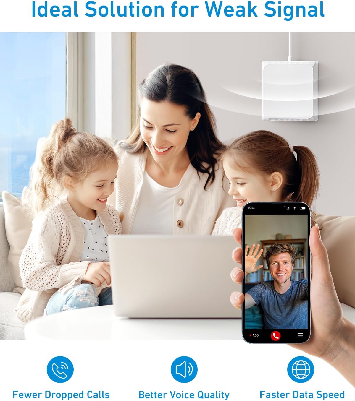 Cell Phone Signal Booster for Band 12/13/17 | Boost 4G LTE 5G Signal Verizon and AT&T | 65dB Cellular Repeater with