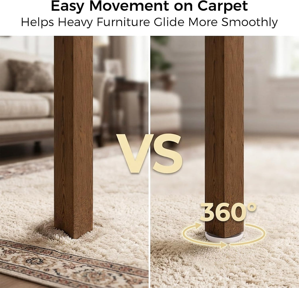 1-3/4" Self-Adhesive Furniture Sliders for Carpet (16-Pack, Beige)